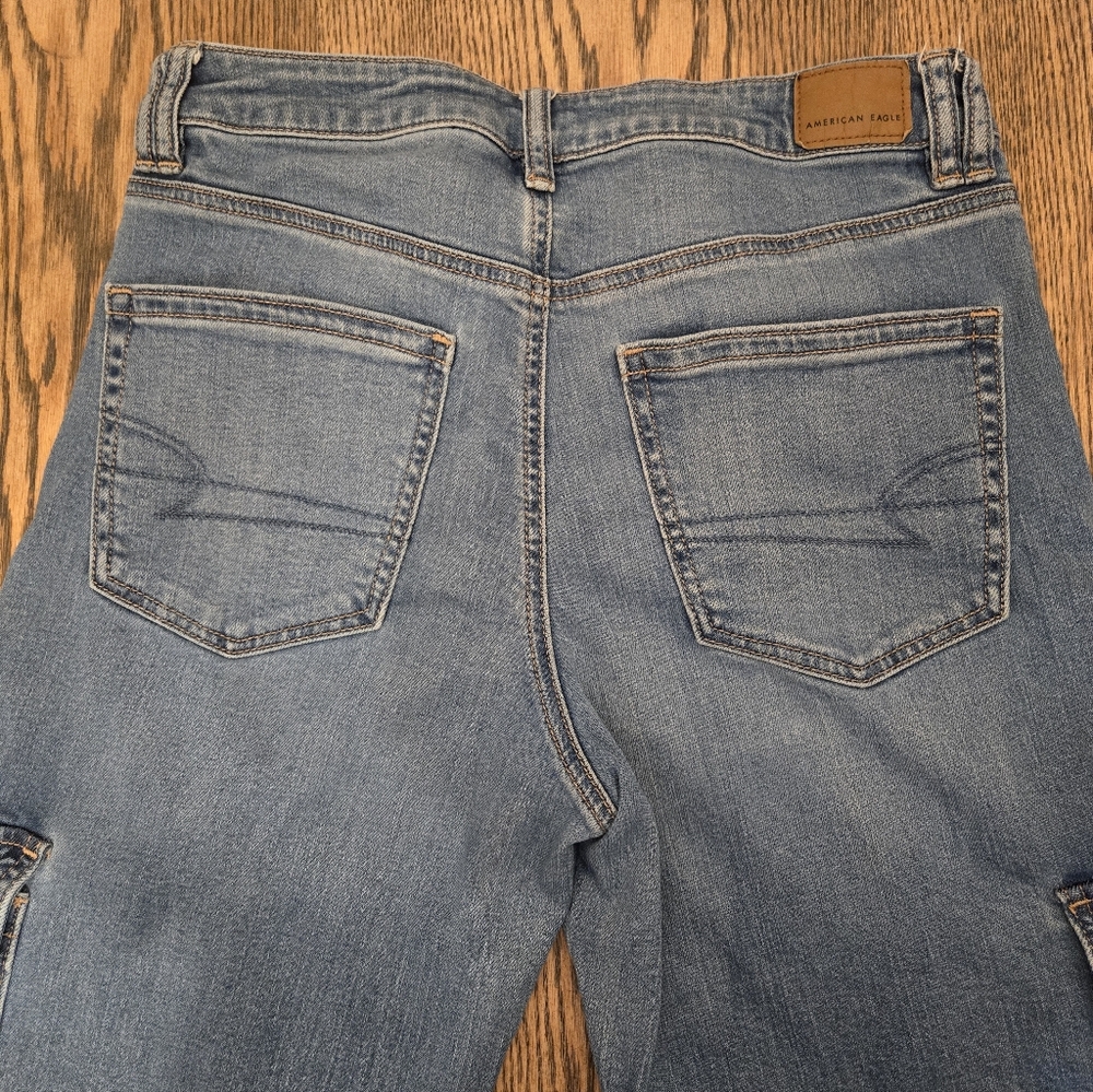 American Eagle Outfitters Women Cargo Baggy Blue Jeans